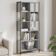 Boekenkast 72x28x172 cm bewerkt hout grijs