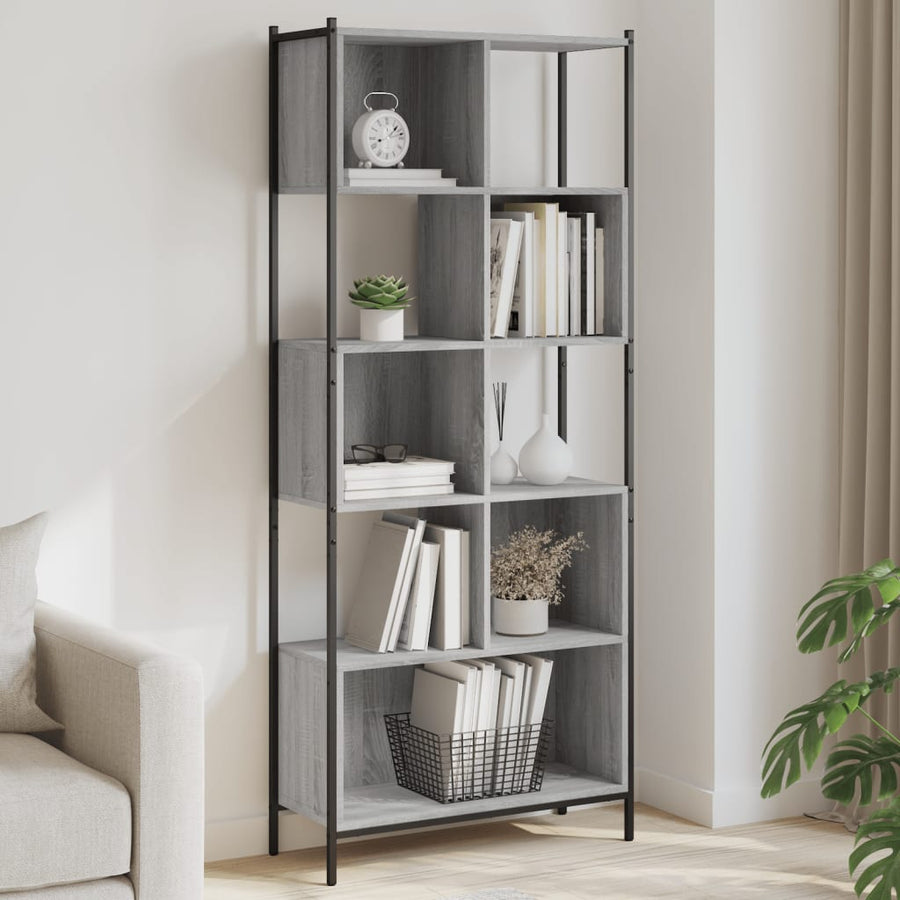 Boekenkast 72X28X72 Cm Bewerkt Hout Eikenkleurig Grijs sonoma