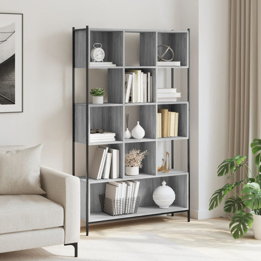 Boekenkast 02X28X72 Cm Bewerkt Hout Eikenkleurig Grijs sonoma