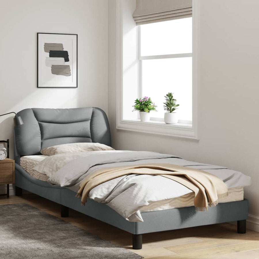 Bedframe Met Hoofdbord Stof Lichtgrijs 80X200 Cm