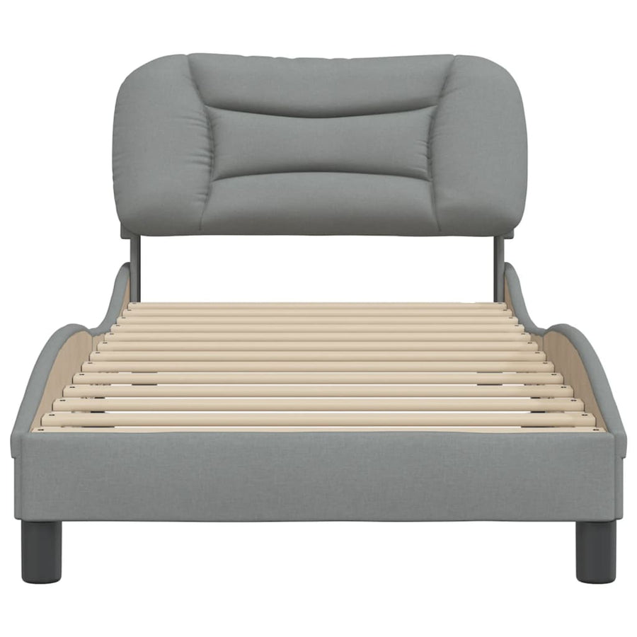 Bedframe Met Hoofdbord Stof Lichtgrijs 80X200 Cm