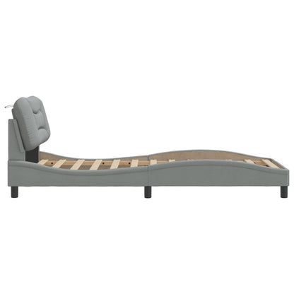 Bedframe Met Hoofdbord Stof Lichtgrijs 80X200 Cm