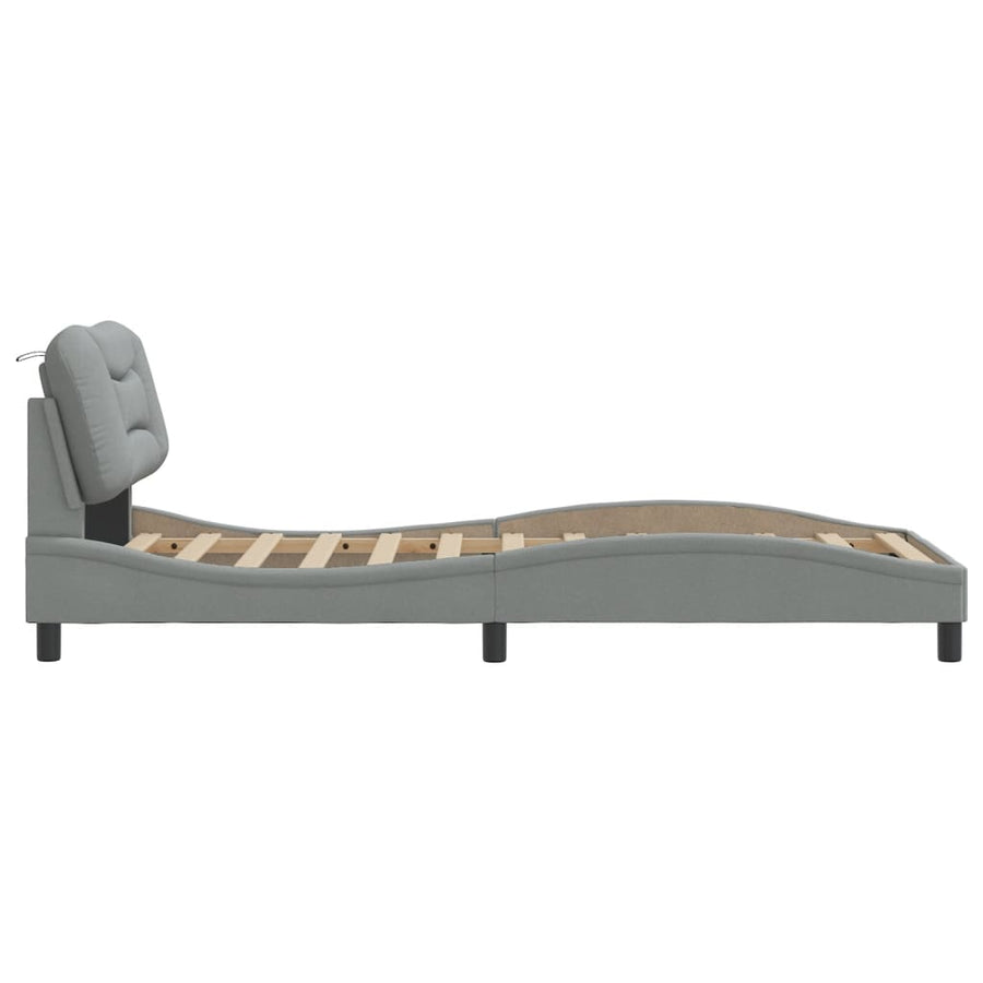 Bedframe Met Hoofdbord Stof Lichtgrijs 80X200 Cm