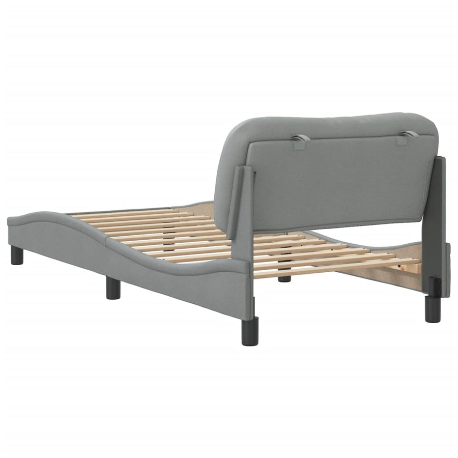 Bedframe Met Hoofdbord Stof Lichtgrijs 80X200 Cm