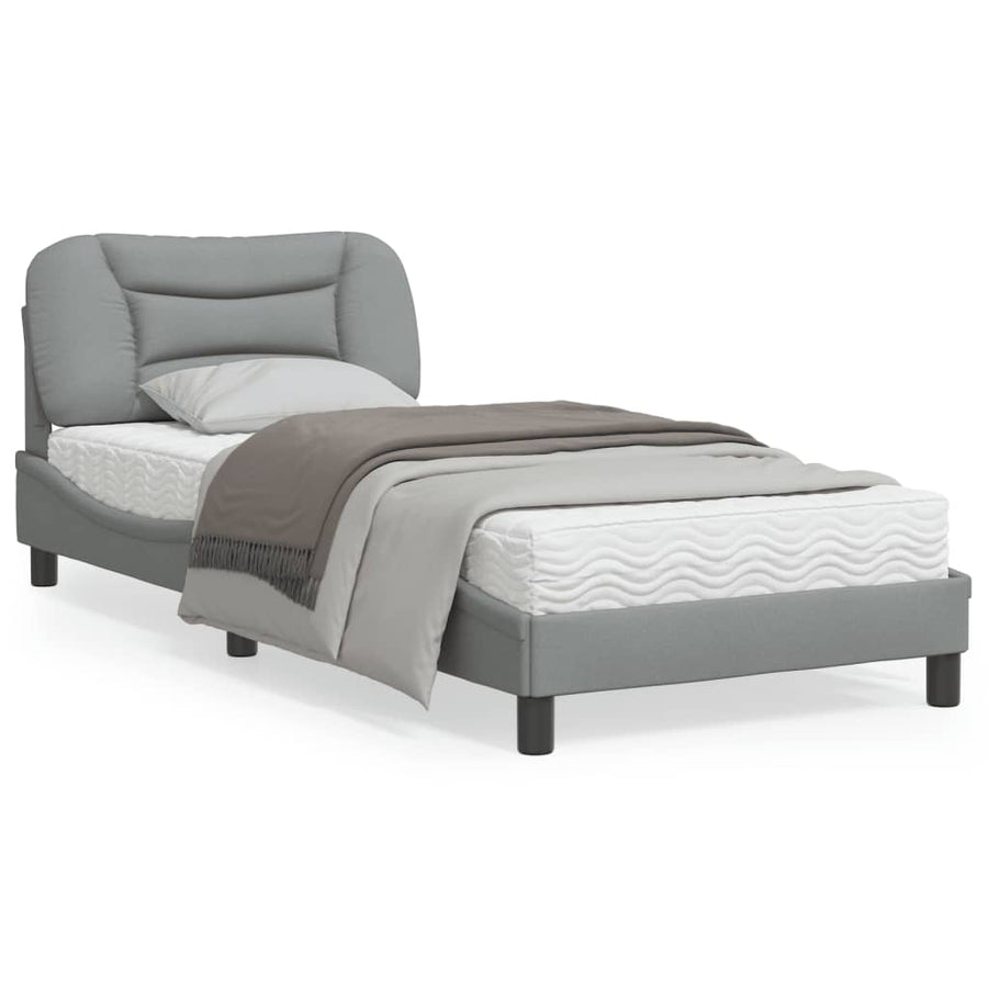 Bedframe Met Hoofdbord Stof Lichtgrijs 80X200 Cm
