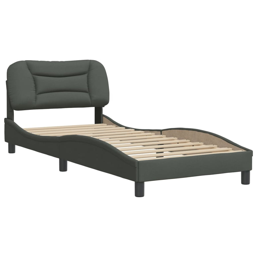 Bedframe Met Hoofdbord Stof Donkergrijs 80X200 Cm