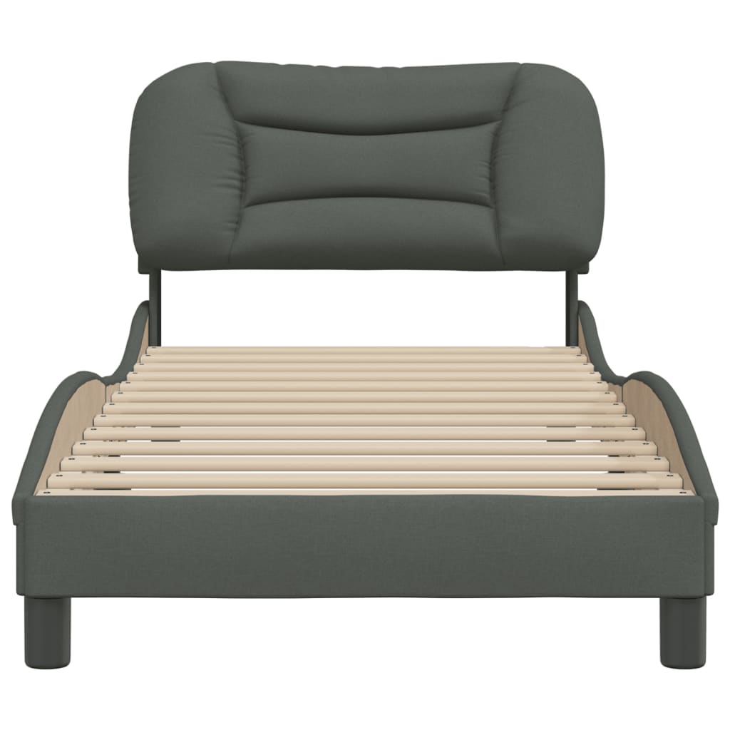 Bedframe Met Hoofdbord Stof Donkergrijs 80X200 Cm