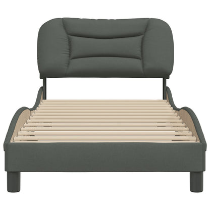 Bedframe Met Hoofdbord Stof Donkergrijs 80X200 Cm