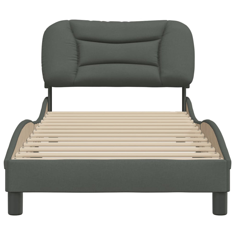 Bedframe Met Hoofdbord Stof Donkergrijs 80X200 Cm