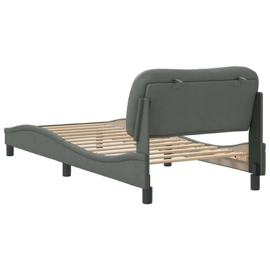 Bedframe Met Hoofdbord Stof Donkergrijs 80X200 Cm