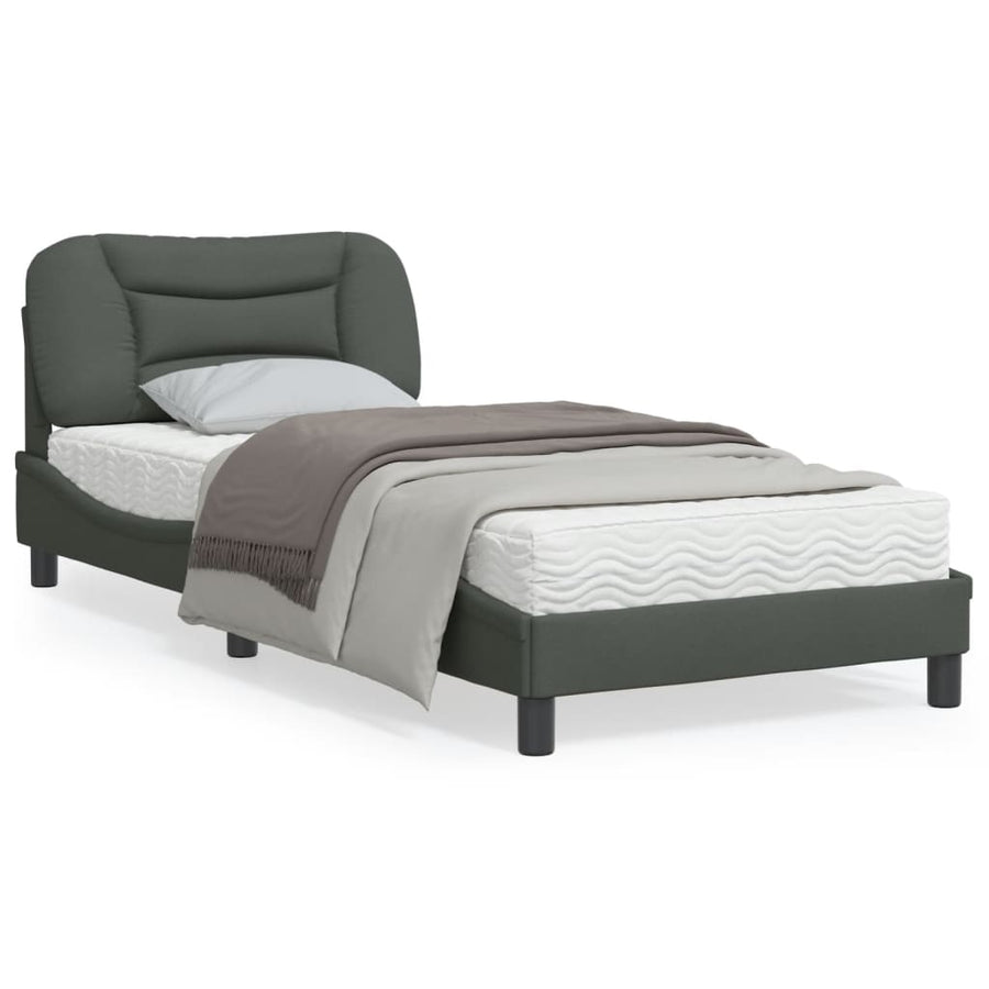 Bedframe Met Hoofdbord Stof Donkergrijs 80X200 Cm