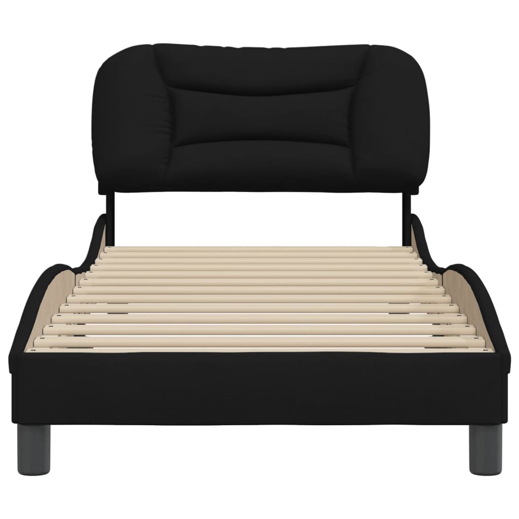 Bedframe Met Hoofdbord Stof Zwart 80X200 Cm