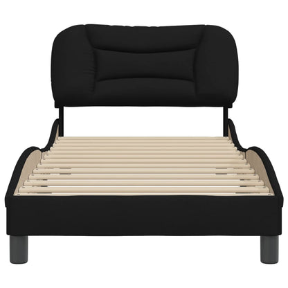 Bedframe Met Hoofdbord Stof Zwart 80X200 Cm