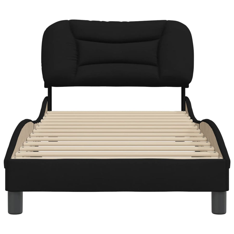 Bedframe Met Hoofdbord Stof Zwart 80X200 Cm