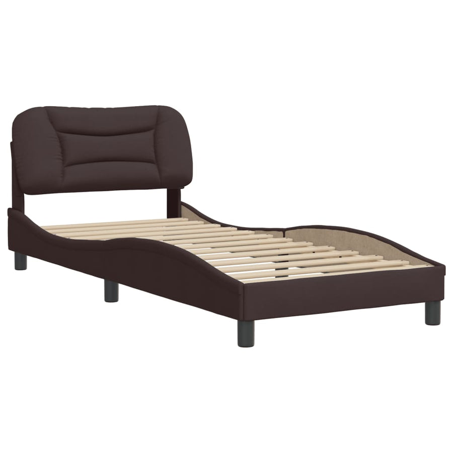 Bedframe Zonder Matras Stof 80 x 200 cm Donkerbruin