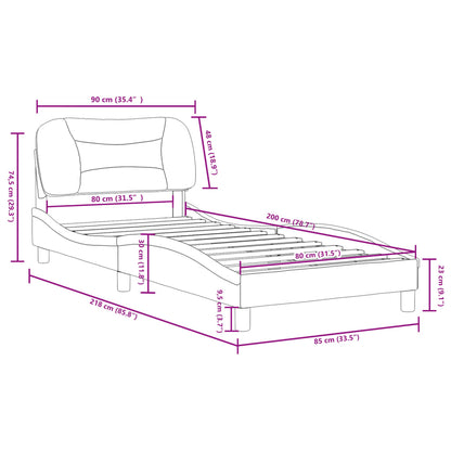 Bedframe Zonder Matras Stof 80 x 200 cm Donkerbruin