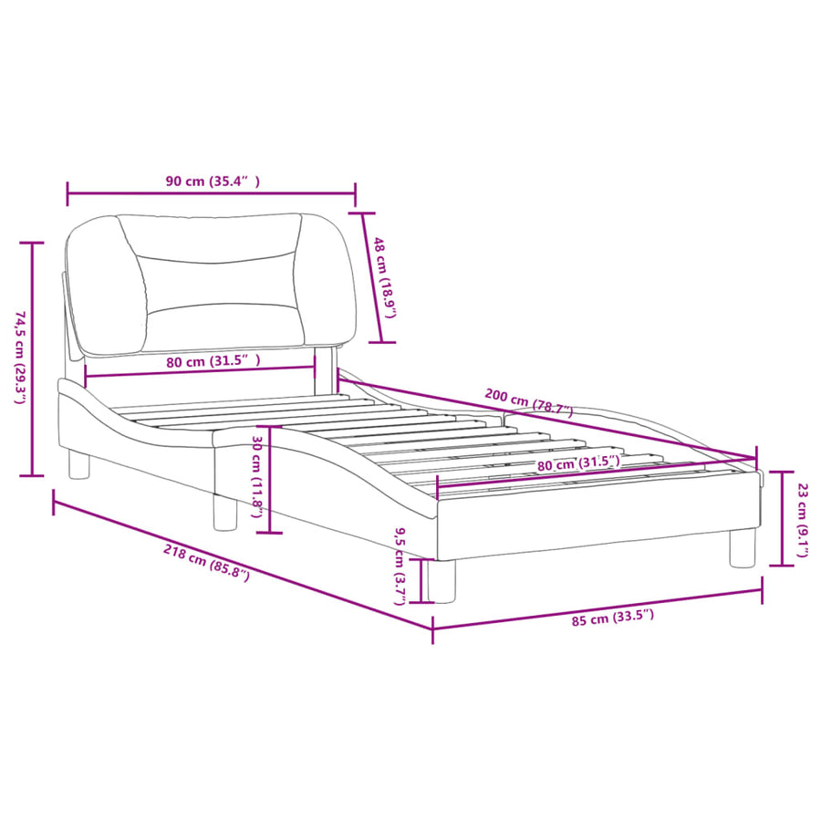 Bedframe Zonder Matras Stof 80 x 200 cm Donkerbruin