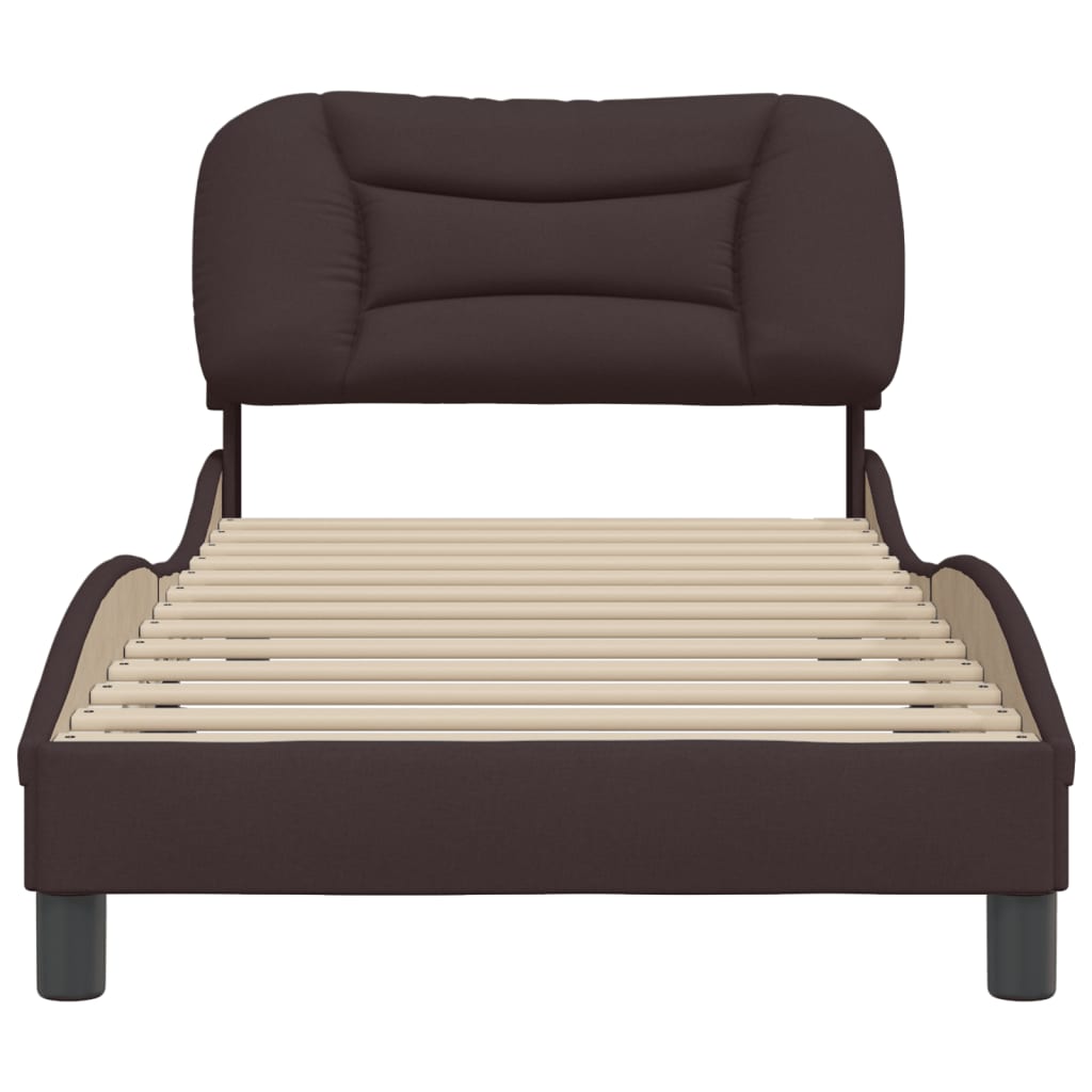 Bedframe Zonder Matras Stof 80 x 200 cm Donkerbruin
