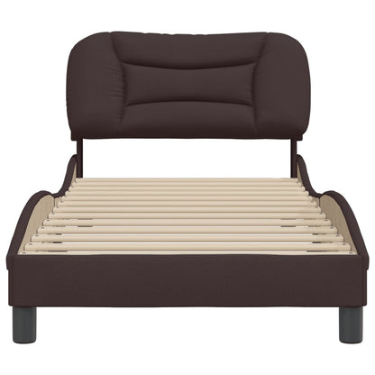 Bedframe Zonder Matras Stof 80 x 200 cm Donkerbruin
