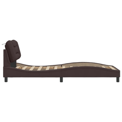 Bedframe Zonder Matras Stof 80 x 200 cm Donkerbruin