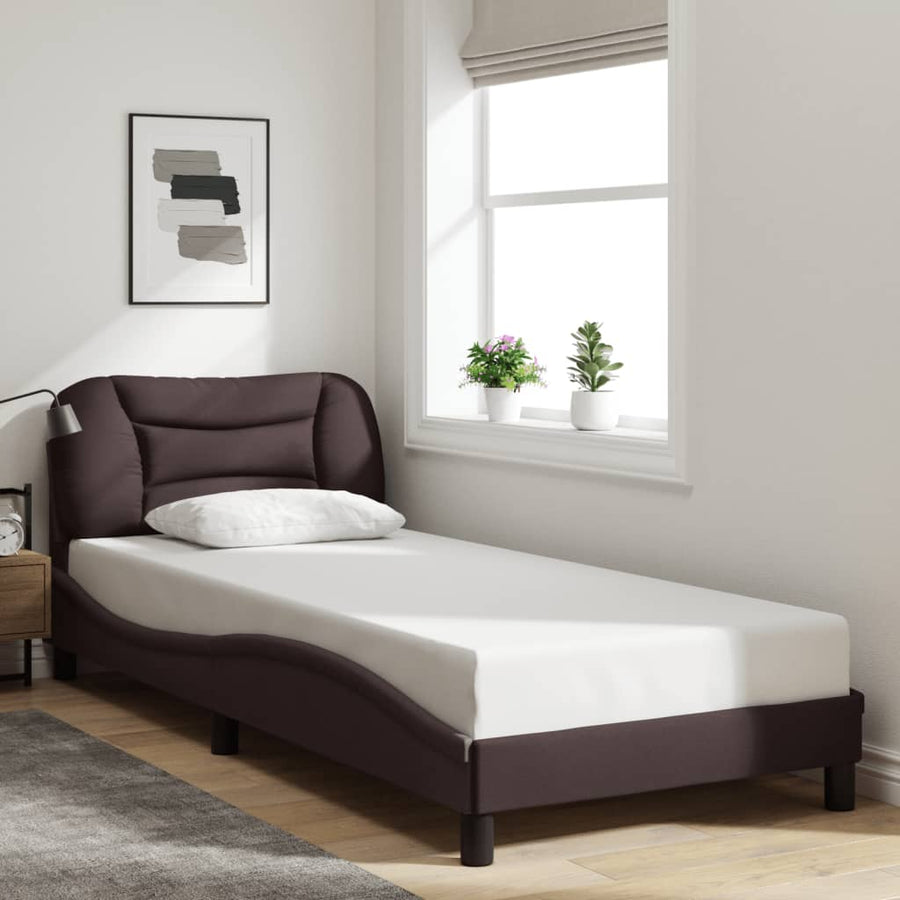 Bedframe Zonder Matras Stof 80 x 200 cm Donkerbruin