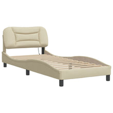 Bedframe Met Hoofdbord Stof Crèmekleurig 80X200 Cm