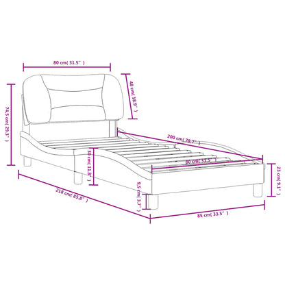 Bedframe Met Hoofdbord Stof Blauw 80X200 Cm