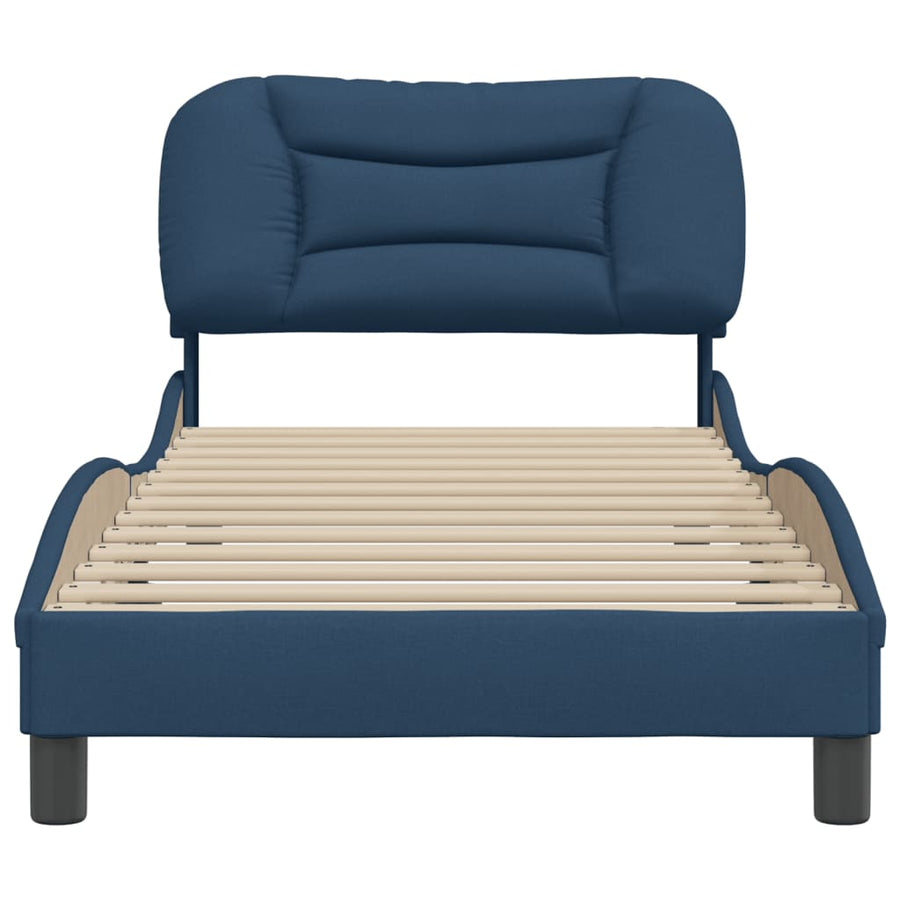 Bedframe Met Hoofdbord Stof Blauw 80X200 Cm