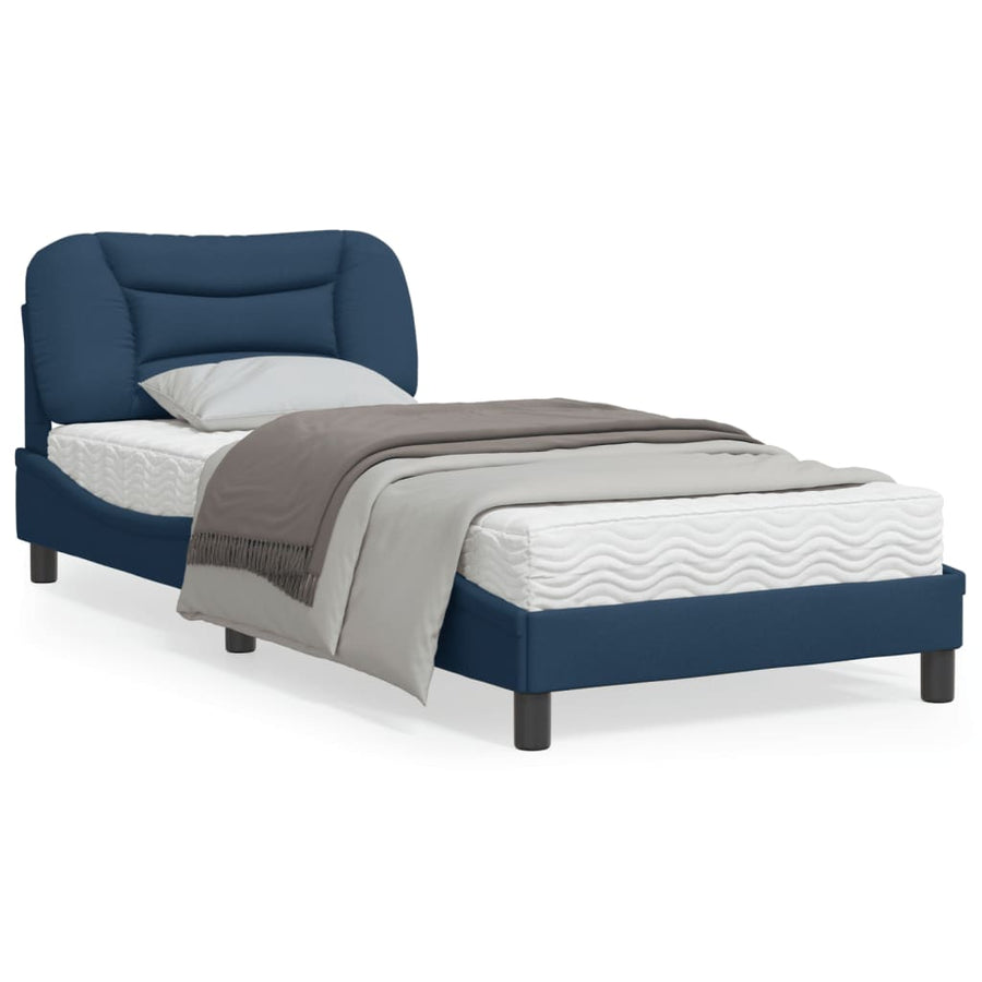 Bedframe Met Hoofdbord Stof Blauw 80X200 Cm