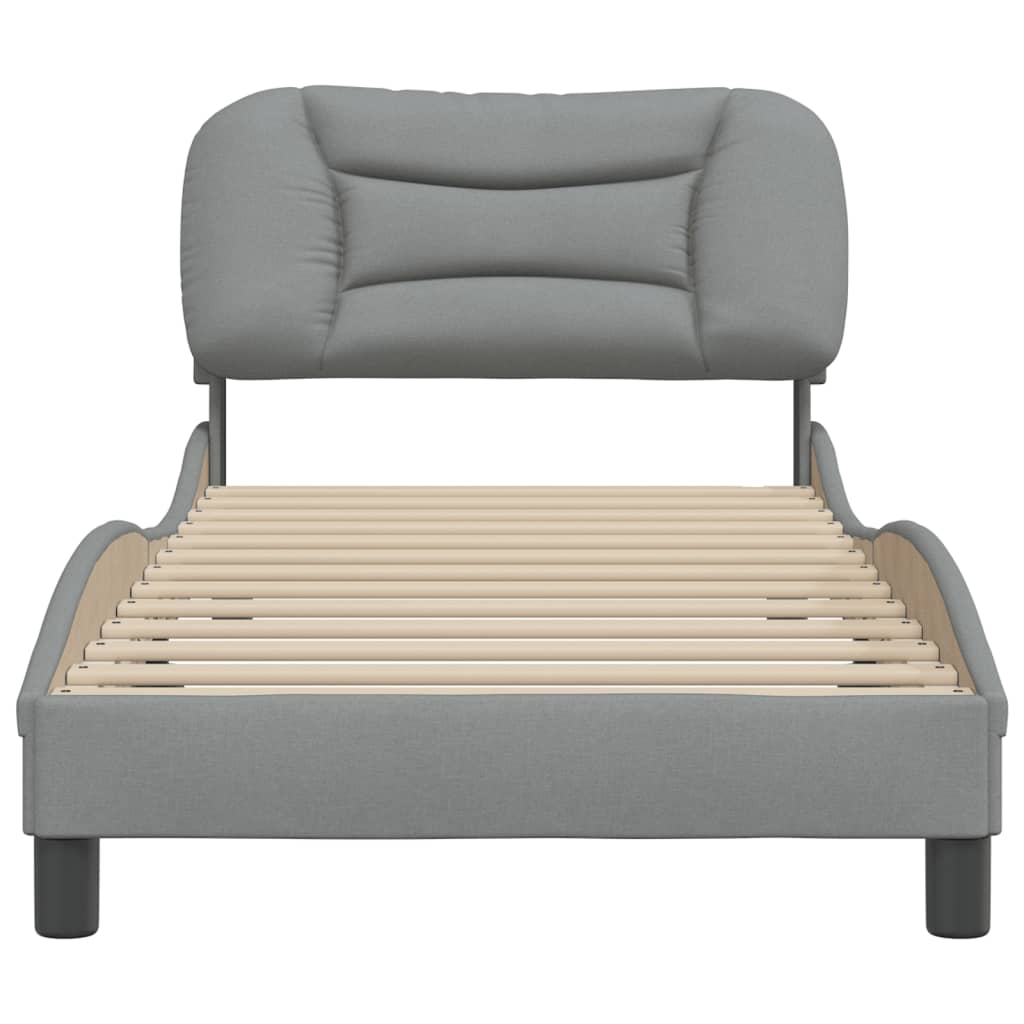 Bedframe Met Hoofdbord Stof Lichtgrijs 90X190 Cm