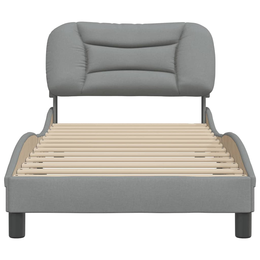 Bedframe Met Hoofdbord Stof Lichtgrijs 90X190 Cm
