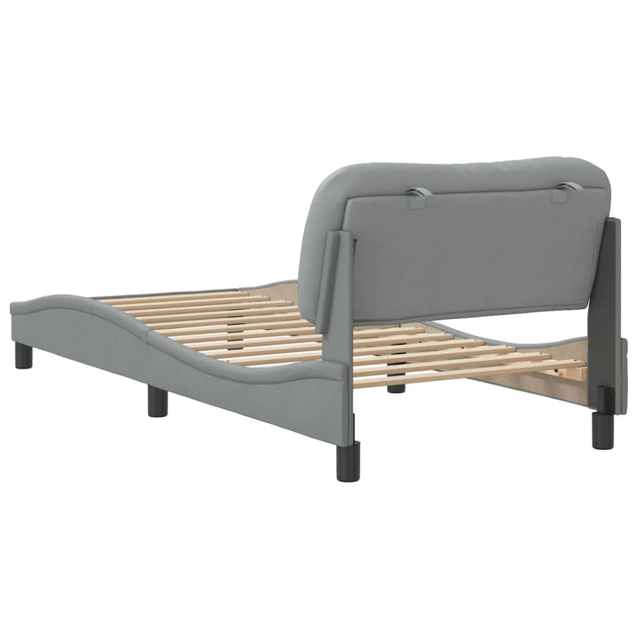 Bedframe Met Hoofdbord Stof Lichtgrijs 90X190 Cm