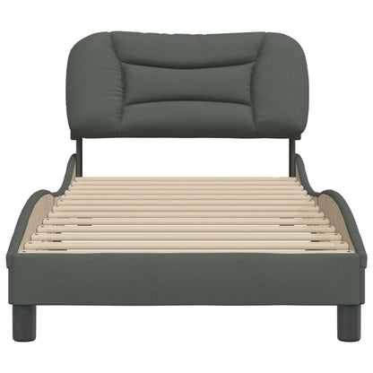 Bedframe Met Hoofdbord Stof Donkergrijs 90X190 Cm