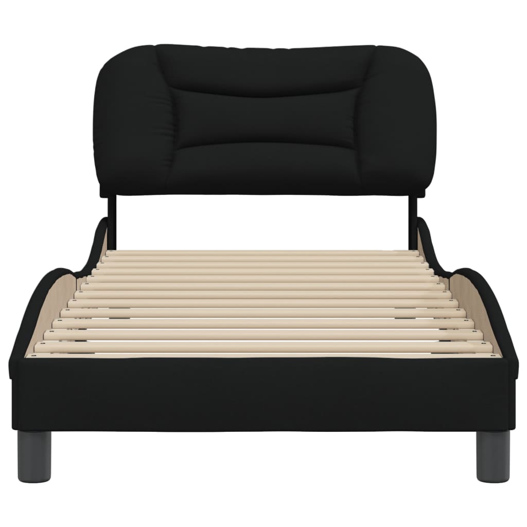 Bedframe Met Hoofdbord Stof Zwart 90X190 Cm