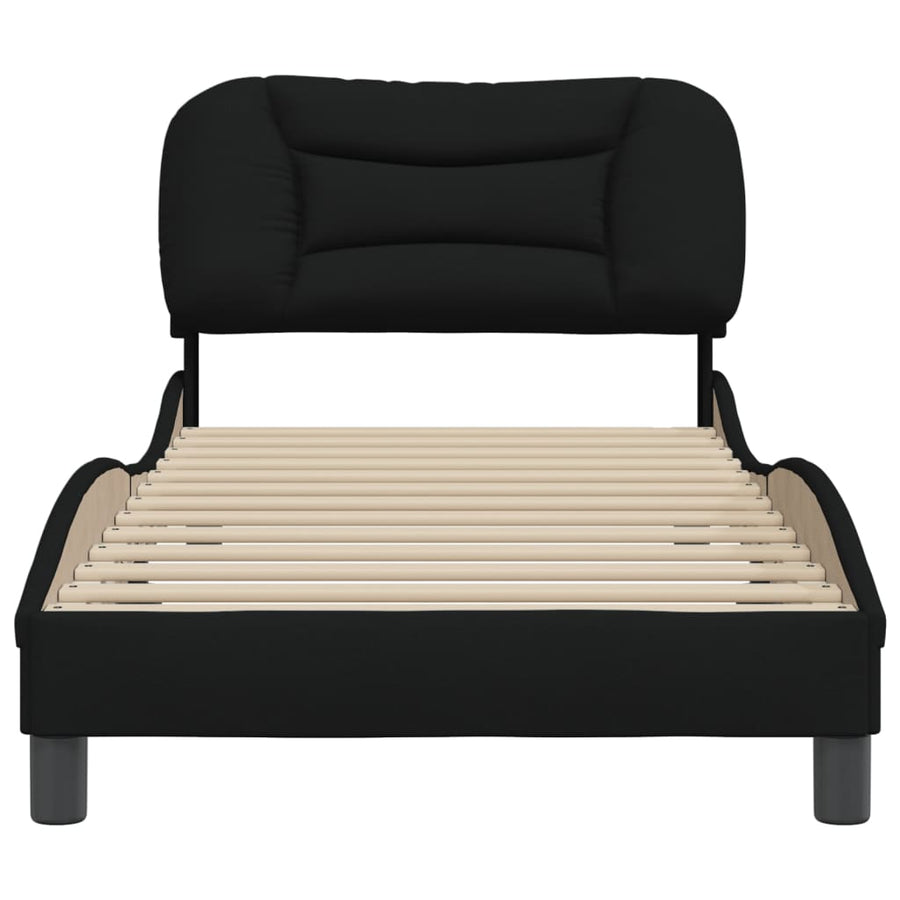 Bedframe Met Hoofdbord Stof Zwart 90X190 Cm