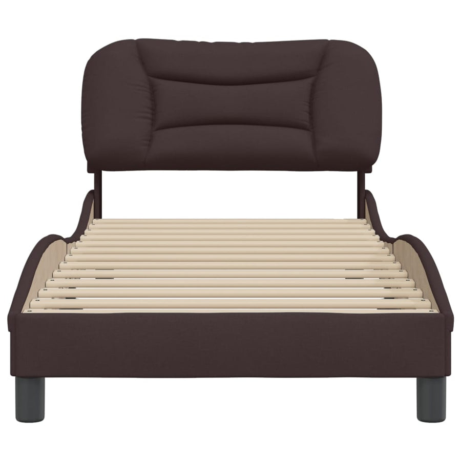 Bedframe Met Hoofdbord Stof Donkerbruin 90X190 Cm