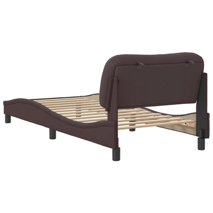 Bedframe Met Hoofdbord Stof Donkerbruin 90X190 Cm
