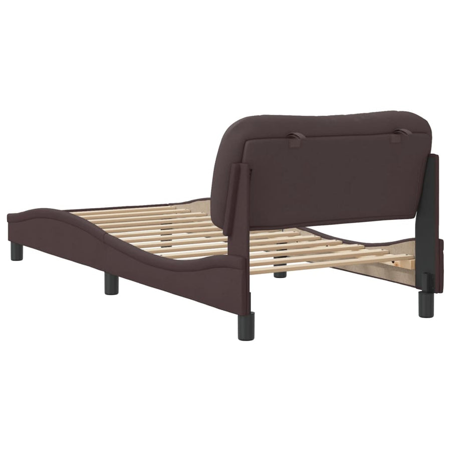 Bedframe Met Hoofdbord Stof Donkerbruin 90X190 Cm