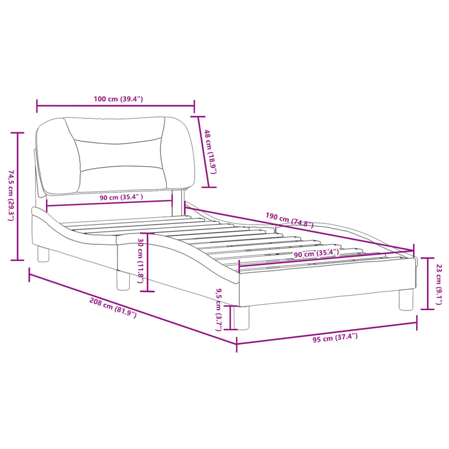 Bedframe Zonder Matras "Hvar" Stof 90 x 190 cm Taupe