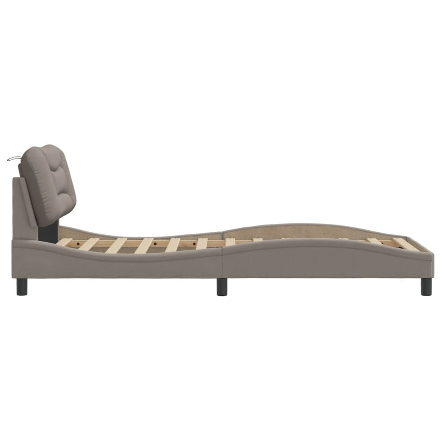 Bedframe Zonder Matras "Hvar" Stof 90 x 190 cm Taupe
