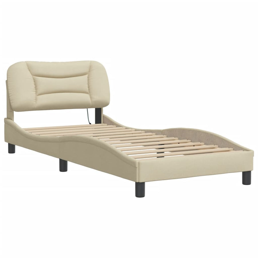 Bedframe zonder matras "Hvar" 90x190 cm stof crèmekleurig