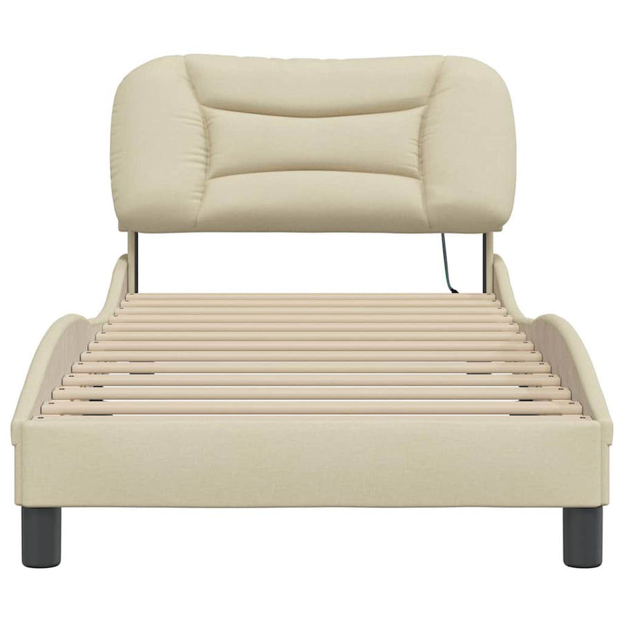 Bedframe zonder matras "Hvar" 90x190 cm stof crèmekleurig
