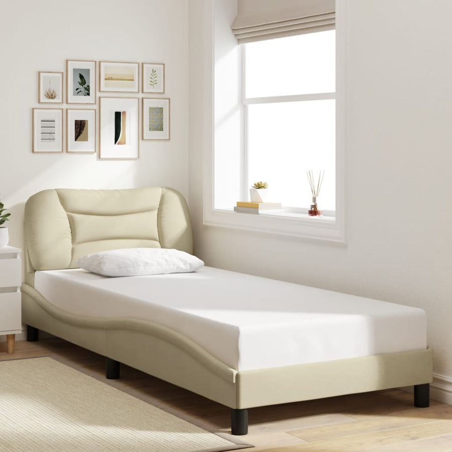 Bedframe zonder matras "Hvar" 90x190 cm stof crèmekleurig