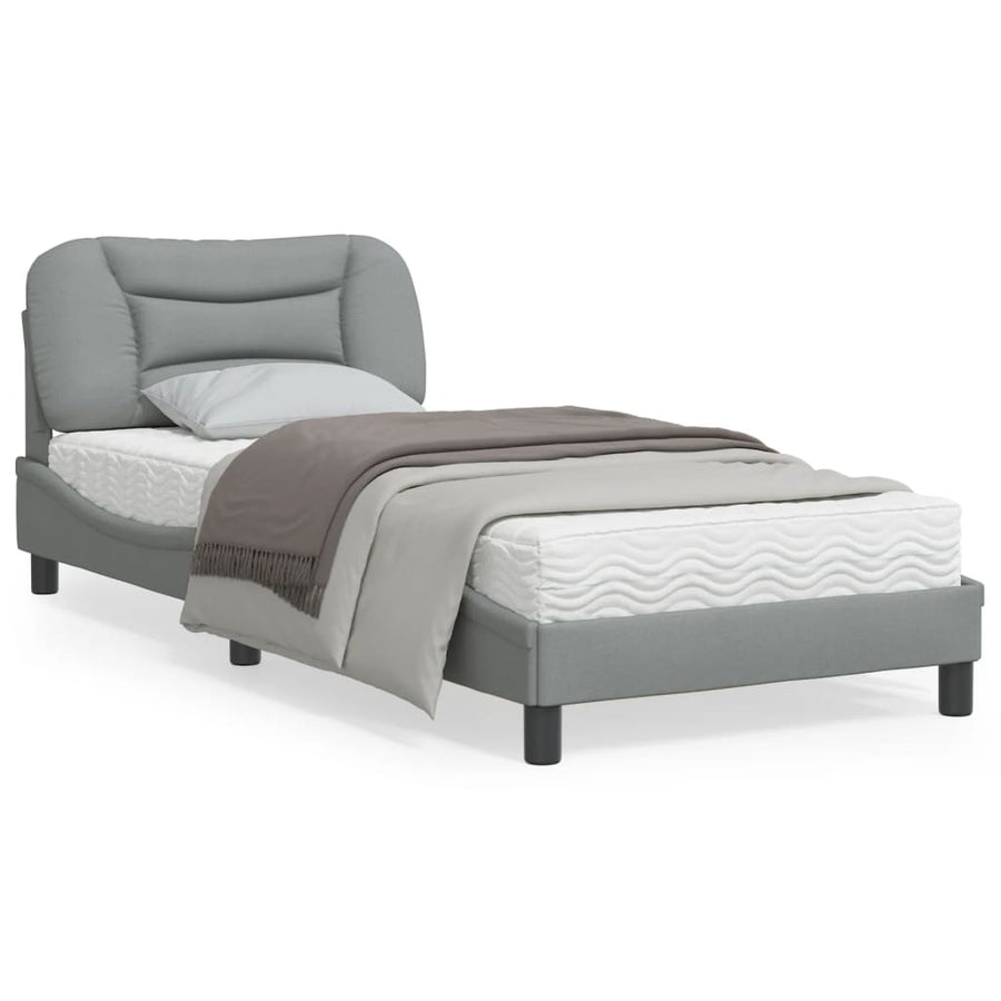 Bedframe Met Hoofdbord Stof Lichtgrijs 90X200 Cm