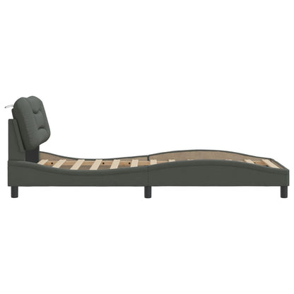 Bedframe Met Hoofdbord Stof Donkergrijs 90X200 Cm