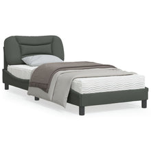Bedframe Met Hoofdbord Stof Donkergrijs 90X200 Cm