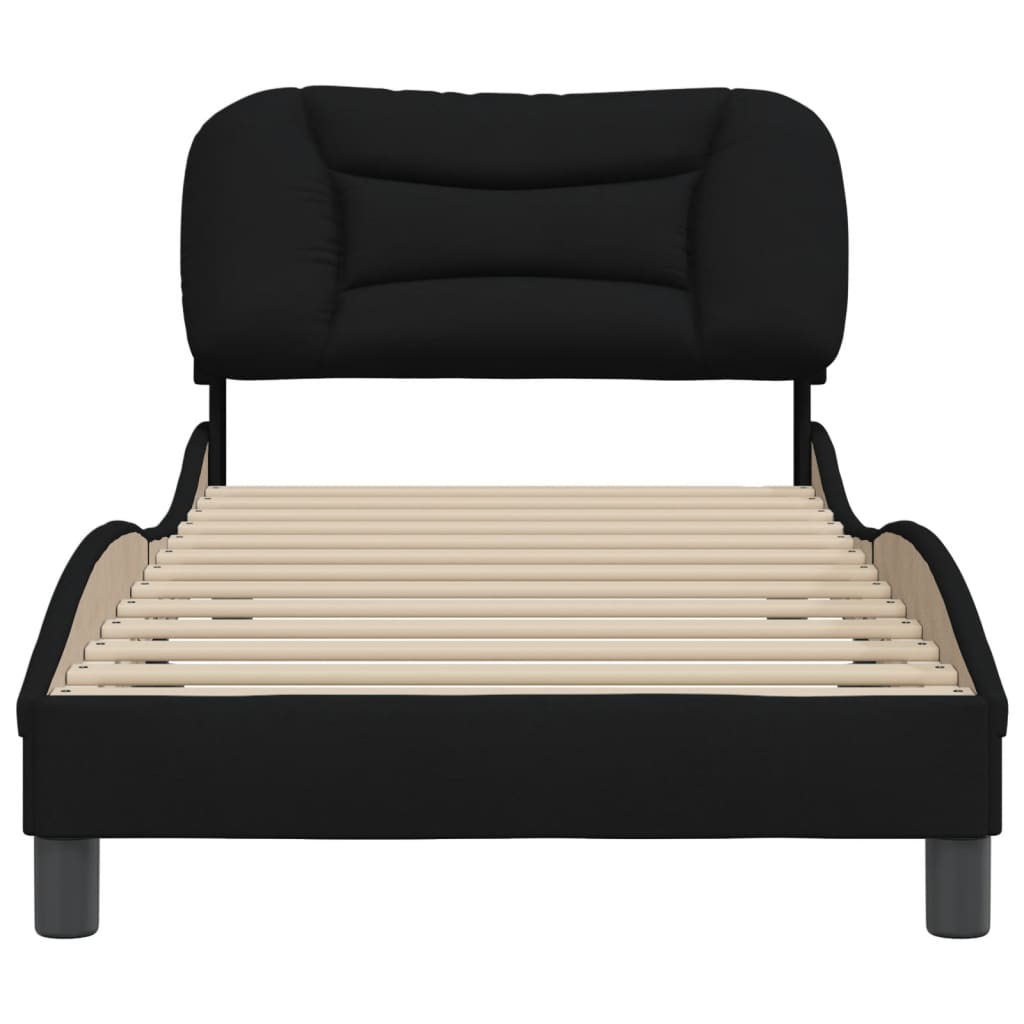 Bedframe Met Hoofdbord Stof Zwart 90X200 Cm