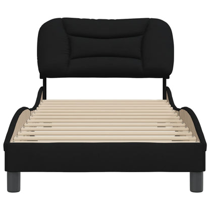 Bedframe Met Hoofdbord Stof Zwart 90X200 Cm