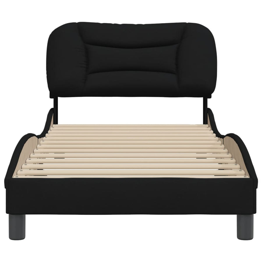 Bedframe Met Hoofdbord Stof Zwart 90X200 Cm