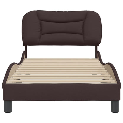 Bedframe Met Hoofdbord Stof Donkerbruin 90X200 Cm